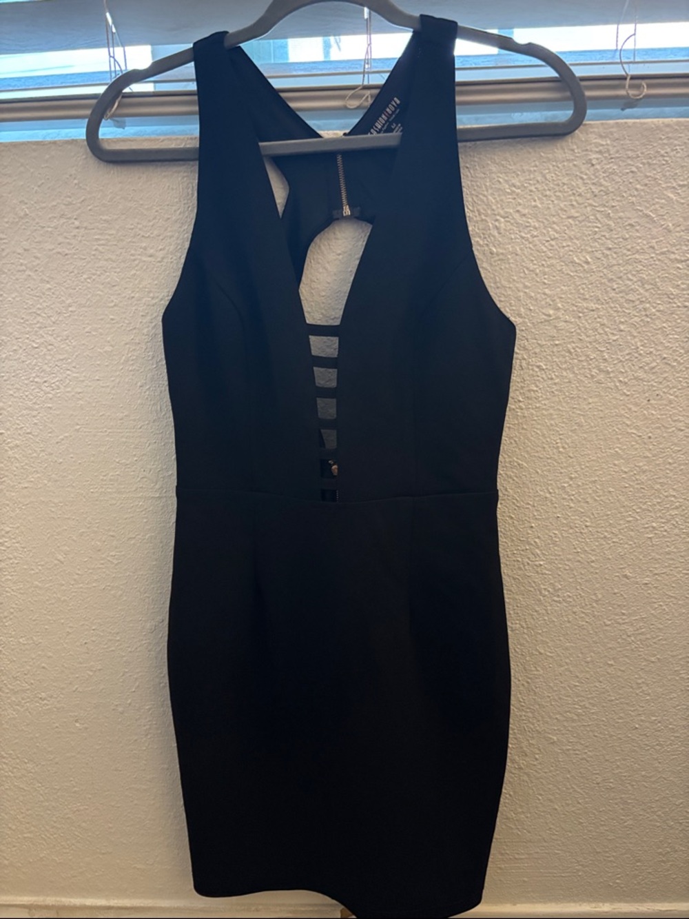Fashion Nova Black Mini Dress with Ladder Cutout
